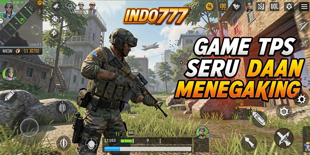 Screenshot INDO777 menampilkan aksi intense dalam gameplay TPS yang seru.