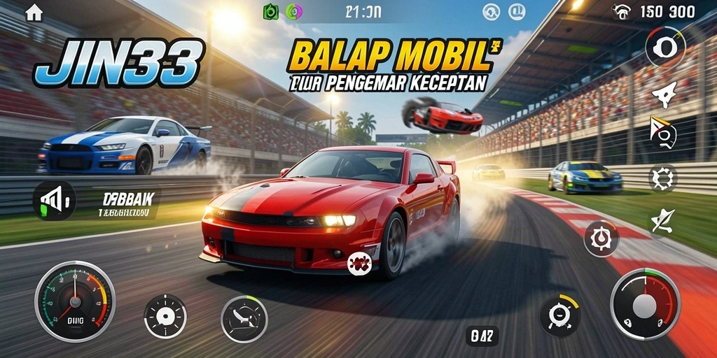 Gameplay balap seru dengan mobil dan lintasan yang menantang.