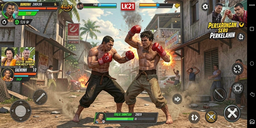 Screenshot gameplay LK21 menampilkan pertarungan intens antar karakter.