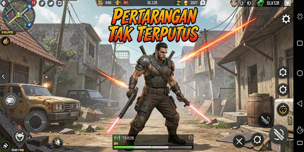 Tangkapan layar <strong>OLX128</strong> menampilkan pertarungan yang seru dan grafis memukau.