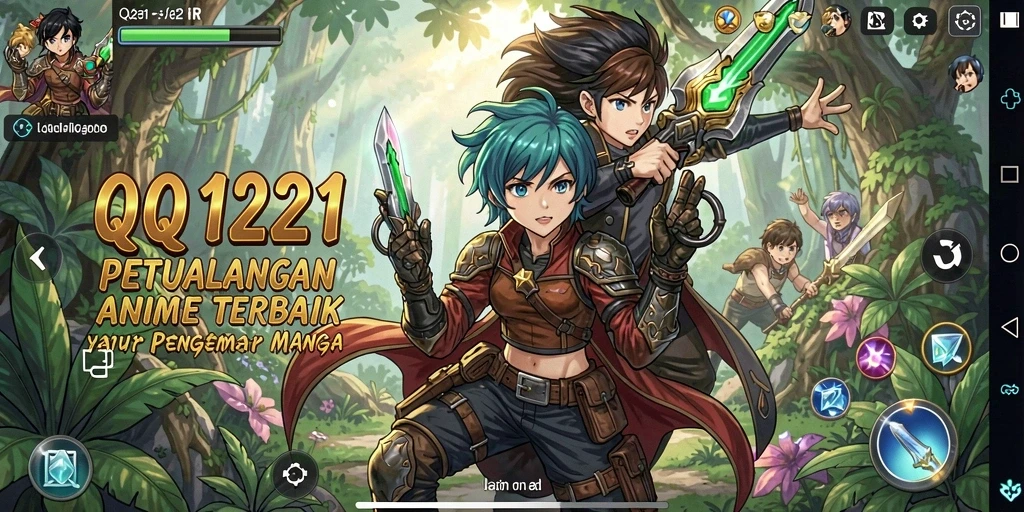 Screenshot gameplay QQ1221 dengan karakter anime keren.