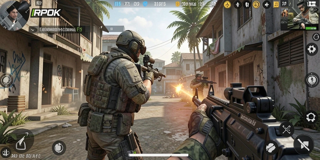 Gameplay RPOK yang intens dan mendebarkan dalam pertempuran FPS.