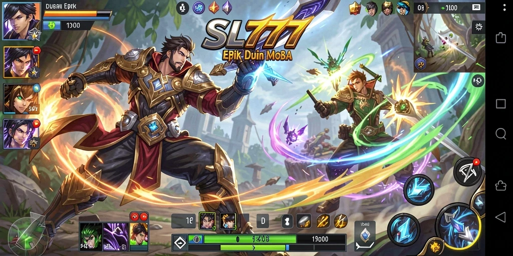 Tangkapan layar dari gameplay seru SL777 di arena MOBA.